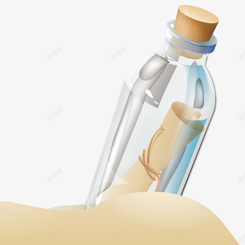 沙滩上的漂流瓶png免抠素材_新图网 https://ixintu.com 卡通 拟物化 沙滩 漂流瓶