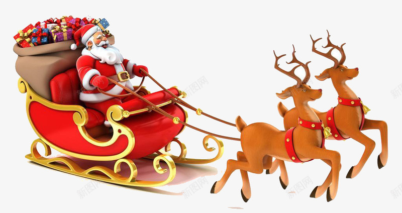 圣诞老人png免抠素材_新图网 https://ixintu.com 圣诞老人 圣诞节老公公 圣诞装饰 礼物 装饰 车 麋鹿 麋鹿车