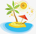沙滩手绘海报椰子树太阳伞png免抠素材_新图网 https://ixintu.com 椰子树 沙滩 海报 阳伞