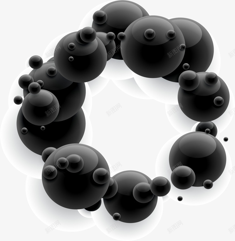 黑色发光球体边框png免抠素材_新图网 https://ixintu.com 几何结构 球体 球体标题框 黑色