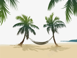 挂在树上挂在椰子树上的吊床矢量图高清图片