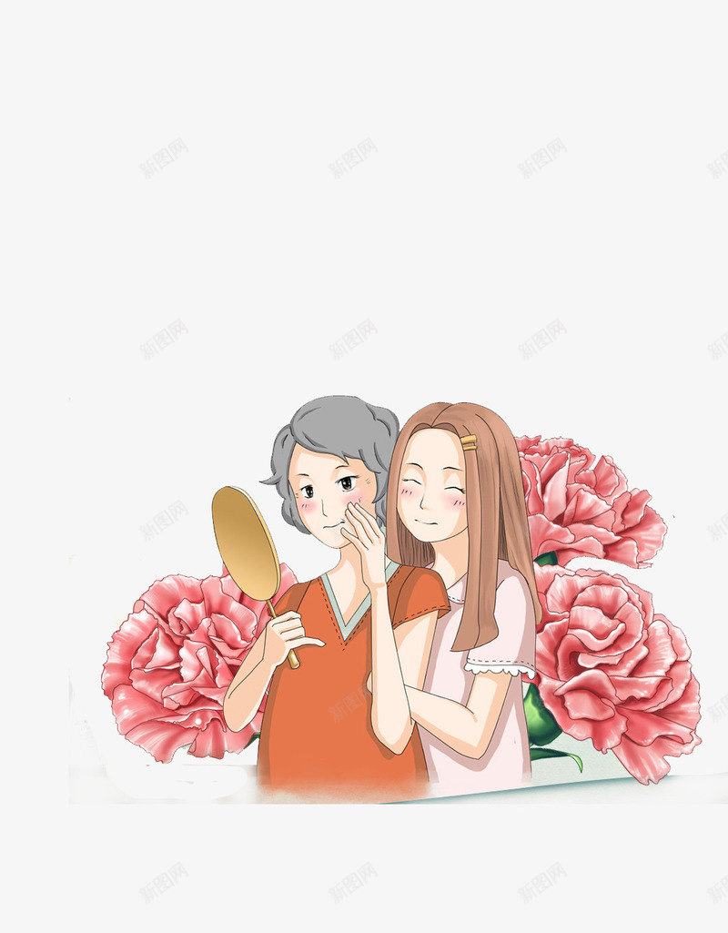 韩国卡通母亲节图案母女人物png免抠素材_新图网 https://ixintu.com 手绘人物 母与女 母亲节 母女人物 韩国卡通