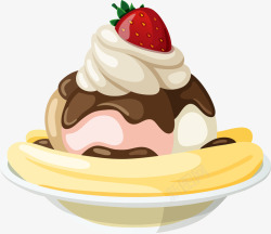 香蕉冰淇淋卡通香蕉冰激凌装饰图案高清图片