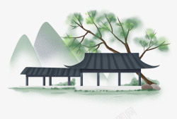 49中国风手绘水墨风景山水徽派建筑49高清图片