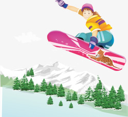 滑雪的女孩矢量图素材