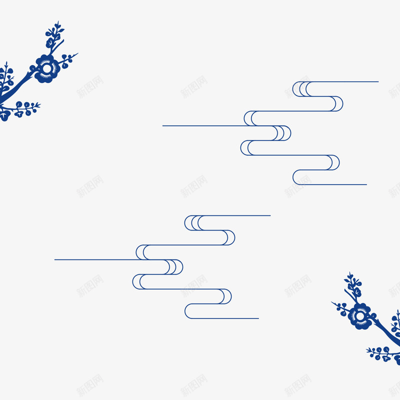 中国风青花瓷梅花psd免抠素材_新图网 https://ixintu.com 蓝色 梅花 祥云 海报底纹 冬至海报素材 冬至 节气 青花瓷