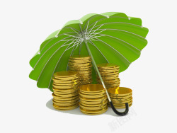 绿伞下面的金钱素材