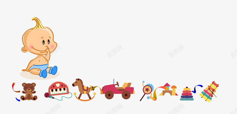 卡通手绘坐下玩玩具的孩子psd免抠素材_新图网 https://ixintu.com 免抠婴儿 卡通 坐下玩 手绘 玩具的孩子 玩具装饰