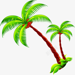 翠绿的椰树夏季沙滩翠绿椰树海报高清图片