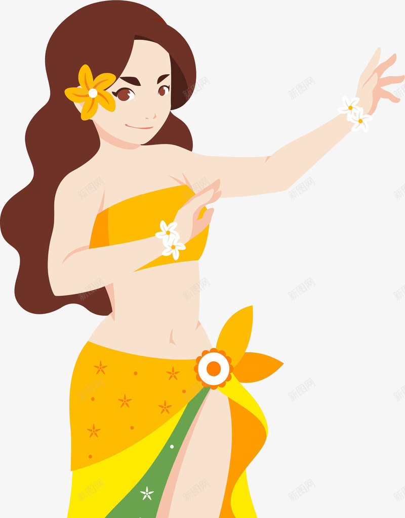 穿黄色裙子的美女png免抠素材_新图网 https://ixintu.com 夏威夷欢迎你 欢迎你 毕业旅行 海岛度假 穿黄色裙子的美女 花朵 黄色