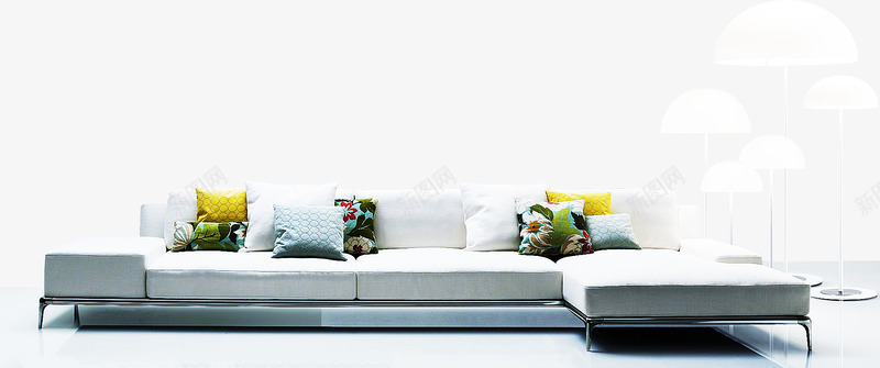 客厅沙发png免抠素材_新图网 https://ixintu.com 室内 沙发 灯具 白色