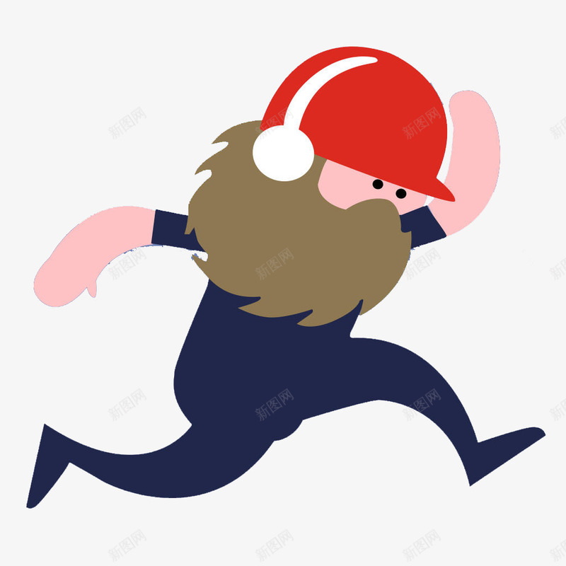 奔跑的大胡子png免抠素材_新图网 https://ixintu.com 卡通 奔跑 奔跑的卡通人 棕色胡子 红色帽子 耳机 运动 运动耳机跑步挂耳式