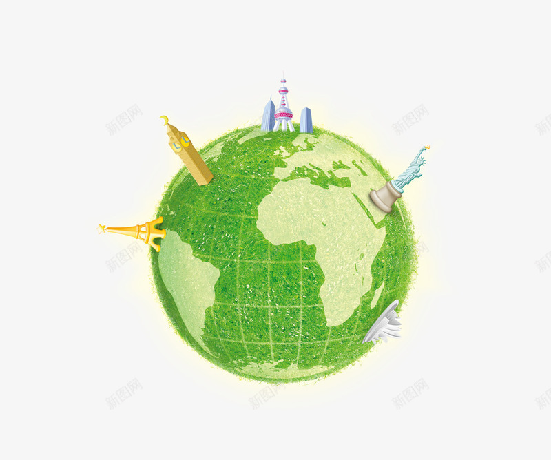 绿色地球png免抠素材_新图网 https://ixintu.com 创意草地地球 地球 地球表面 环保世界 绿色