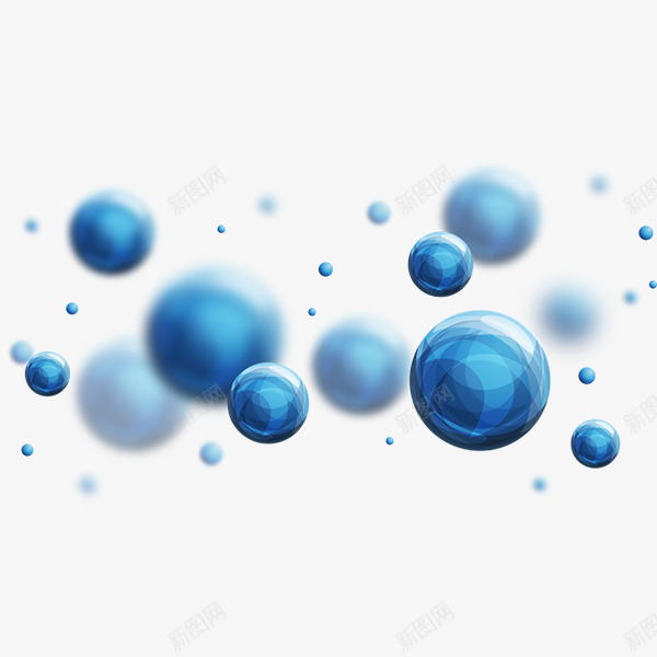三维立体蓝色球png免抠素材_新图网 https://ixintu.com 三维 漂浮球 生物 科技 背景