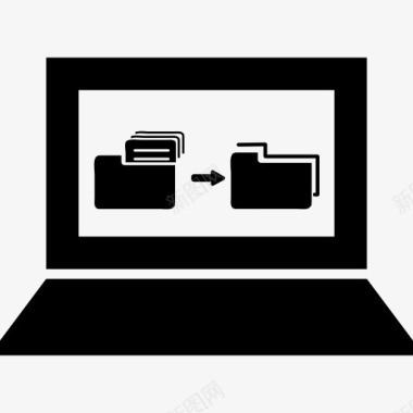 计算机数据文件夹中的符号在屏幕上的一台笔记本电脑图标图标