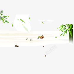 粽子海报端午节海报元素竹子粽子树叶高清图片