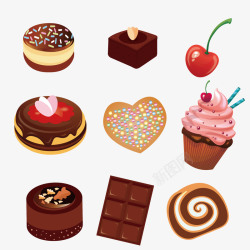 心形贴纸手绘手账美味可口甜点系列高清图片
