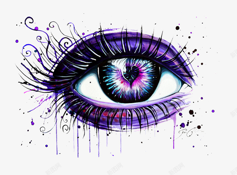 破碎的心png免抠素材_新图网 https://ixintu.com PixieCold by 多彩 彩色 摩登 梦幻 水彩 漂亮 漂亮的眼睛 眼中的心碎了 眼睫毛 破碎的心 紫色 艺术