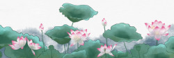 竹子图案手绘装饰夏季水墨荷花元素高清图片