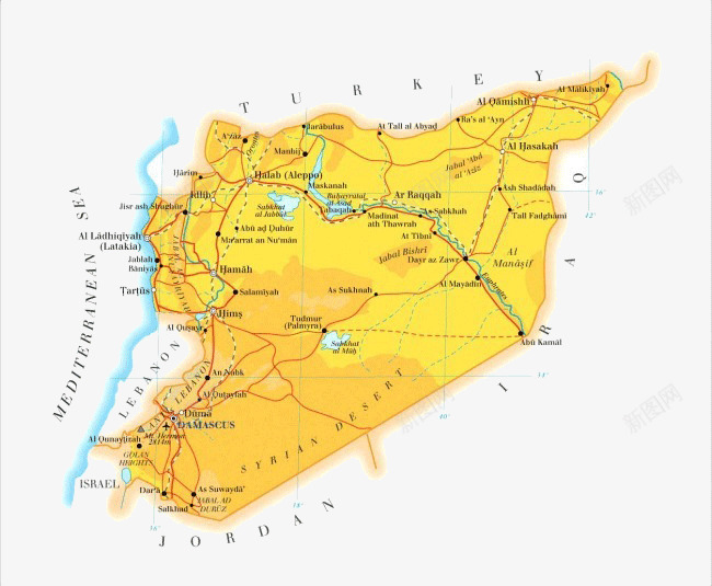 叙利亚地图png免抠素材_新图网 https://ixintu.com 世界地图 叙利亚地图 国家地图 地图