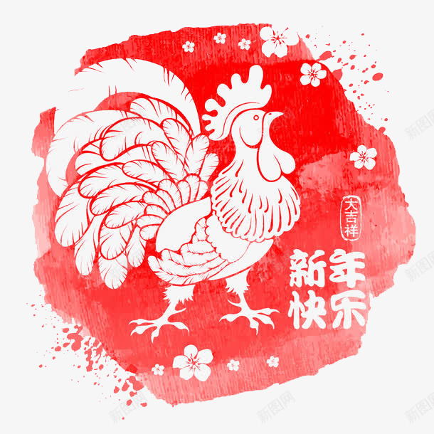 画鸡来驱鬼怪邪气png免抠素材_新图网 https://ixintu.com 古时 在门窗上 大年初一 春节 画鸡 贴画鸡