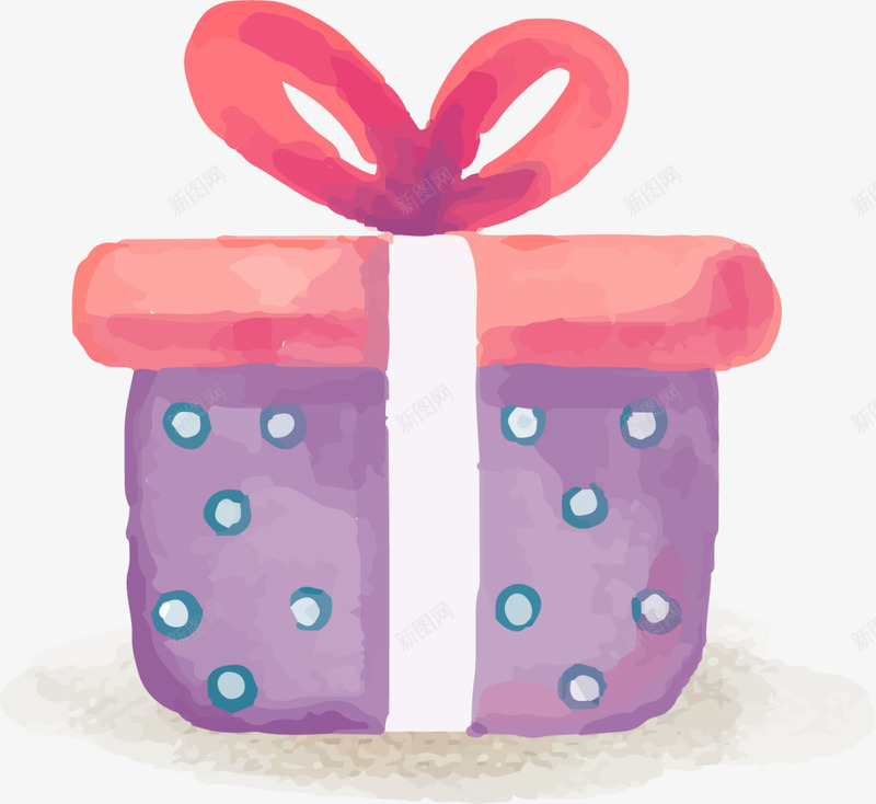 儿童手绘礼物盒子png免抠素材_新图网 https://ixintu.com 儿童手绘 水彩 温馨 画画 礼物盒子 绘画