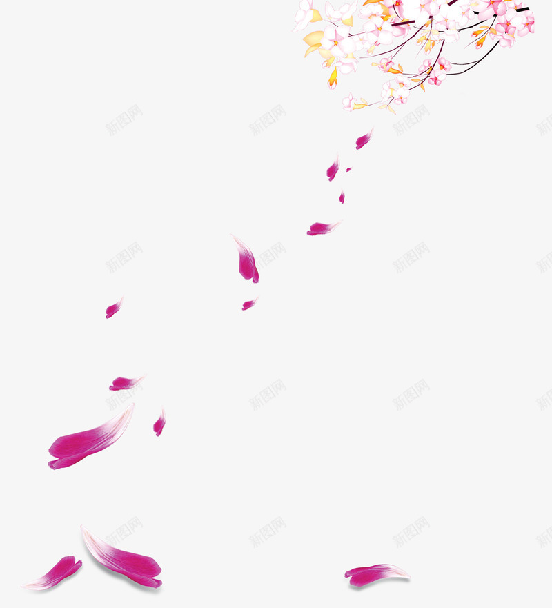 飘落的粉色花瓣png免抠素材_新图网 https://ixintu.com 一枝花 七叶 树枝花朵 桃花 粉色花瓣 花瓣纷飞