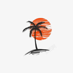 热带美景椰子树插画高清图片