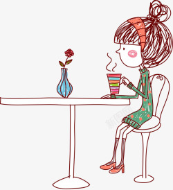 牛奶杯插画设计女生的生活喝饮料矢量图高清图片