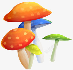 五彩蘑菇手绘装饰五彩蘑菇高清图片