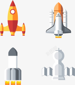 四种太空飞船矢量图素材