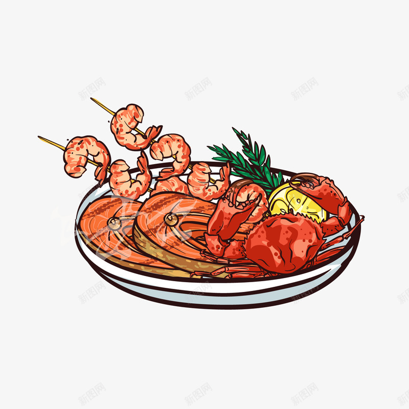 美味海鲜食物png免抠素材_新图网 https://ixintu.com 卡通食物 海鲜食物 美味海鲜 背景装饰