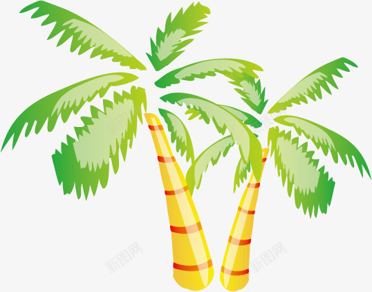 沙滩手绘插画椰子树png免抠素材_新图网 https://ixintu.com 插画 椰子树 沙滩