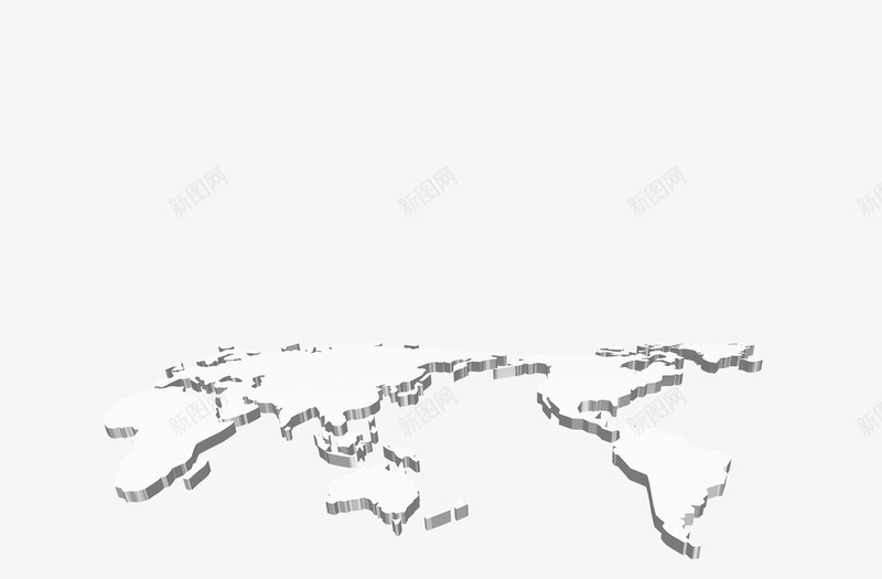 白色立体世界地图png免抠素材_新图网 https://ixintu.com PNG 世界地图 世界板块 白色 立体
