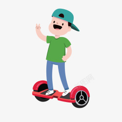 骑电瓶车男子卡通骑电动平衡车的男子高清图片