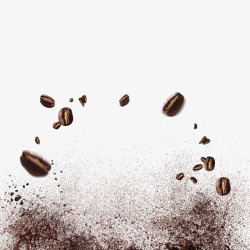 飞溅粉末飞溅的咖啡豆咖啡粉高清图片
