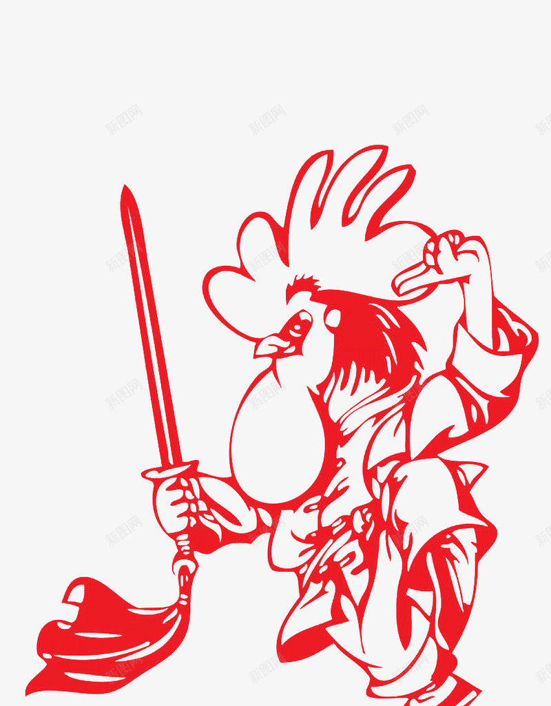 鸡年创意鸡造型剪纸png免抠素材_新图网 https://ixintu.com 创意 剪纸 造型 鸡年