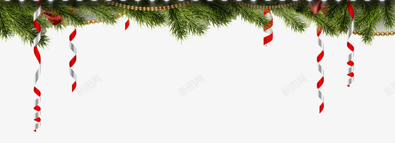 圣诞元素png免抠素材_新图网 https://ixintu.com 叶子 圣诞节 彩带 绿色
