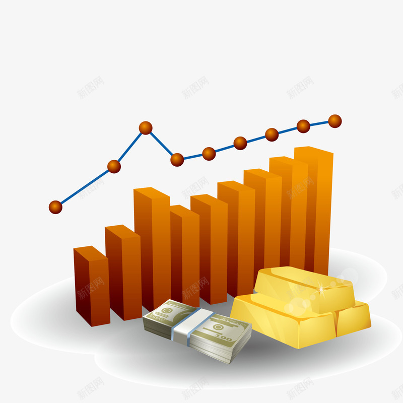 股市金融矢量图ai免抠素材_新图网 https://ixintu.com 商业 装饰 金砖 金融 矢量图