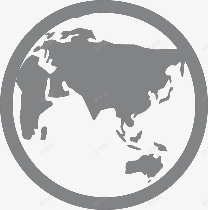 灰色简约地球png免抠素材_新图网 https://ixintu.com 世界 圆圈星球 大陆板块 星球 灰色地球 装饰图案