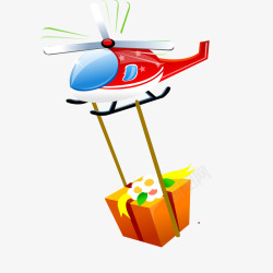 卡通直升飞机卡通送礼物的飞机矢量图高清图片