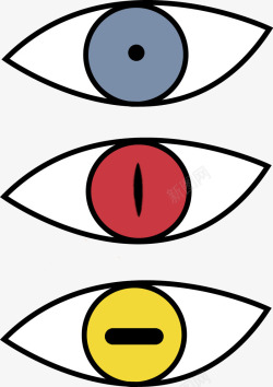 红蓝黄色蓝红黄色三只卡通眼睛高清图片