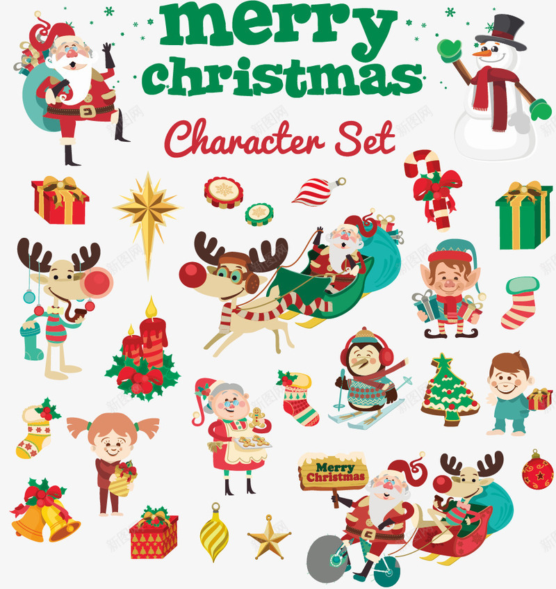 圣诞元素png免抠素材_新图网 https://ixintu.com 卡通 圣诞老人 圣诞节 平安夜 平面设计 广告设计 礼物 节日素材 雪人 雪橇