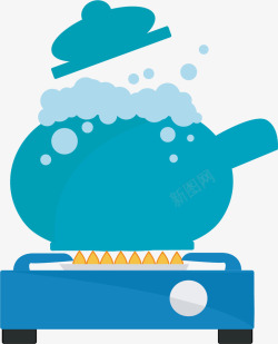 水沸腾气泡卡通沸水壶高清图片