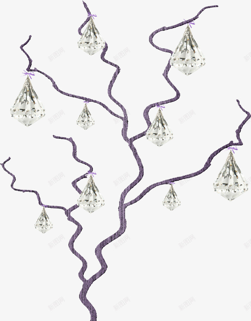 紫色枯枝钻石png免抠素材_新图网 https://ixintu.com 宝石 树枝 紫色枯枝 钻石