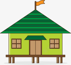 木屋子PNG素材卡通绿色房屋高清图片