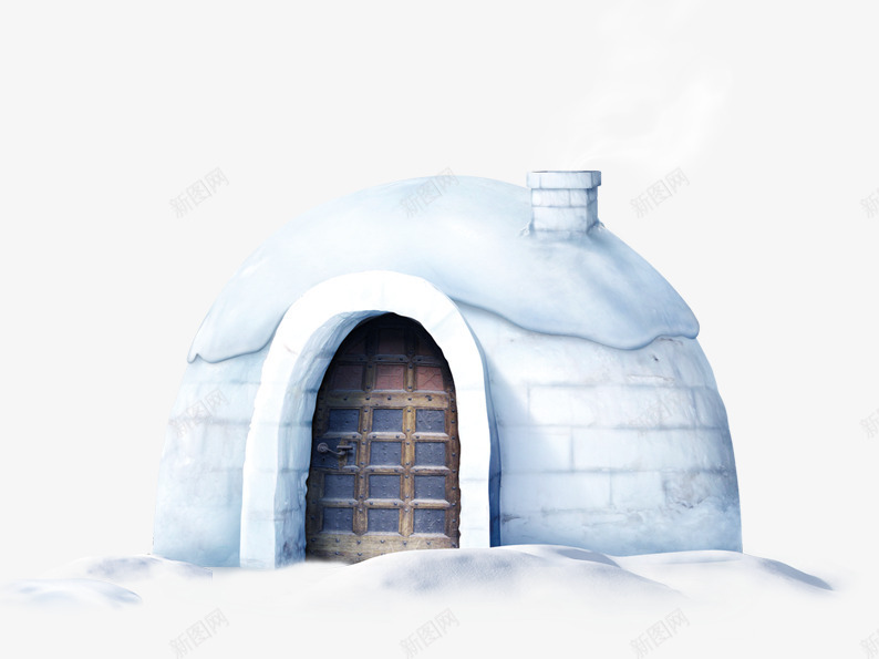 冒烟的房子png免抠素材_新图网 https://ixintu.com 卡通房子 房子 白色 窑洞 雪景