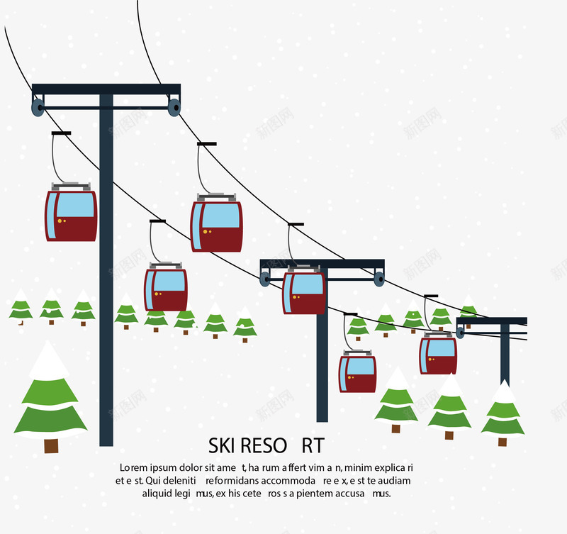 冬季滑雪中心缆车矢量图ai免抠素材_新图网 https://ixintu.com 乘坐缆车 滑雪 滑雪中心 滑雪场 矢量png 缆车 矢量图