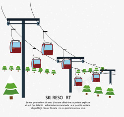 冬季滑雪中心缆车矢量图素材