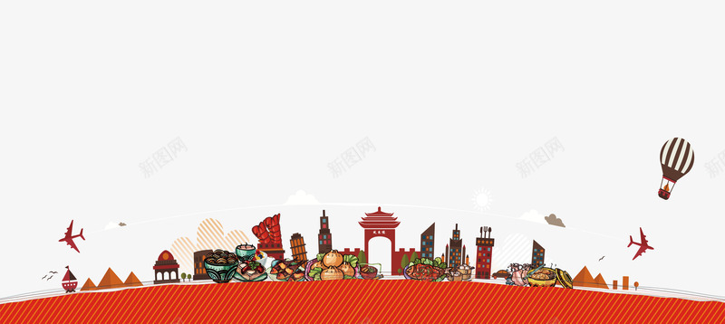 世界美食png免抠素材_新图网 https://ixintu.com 卡通素材 环游世界 美食海报设计元素